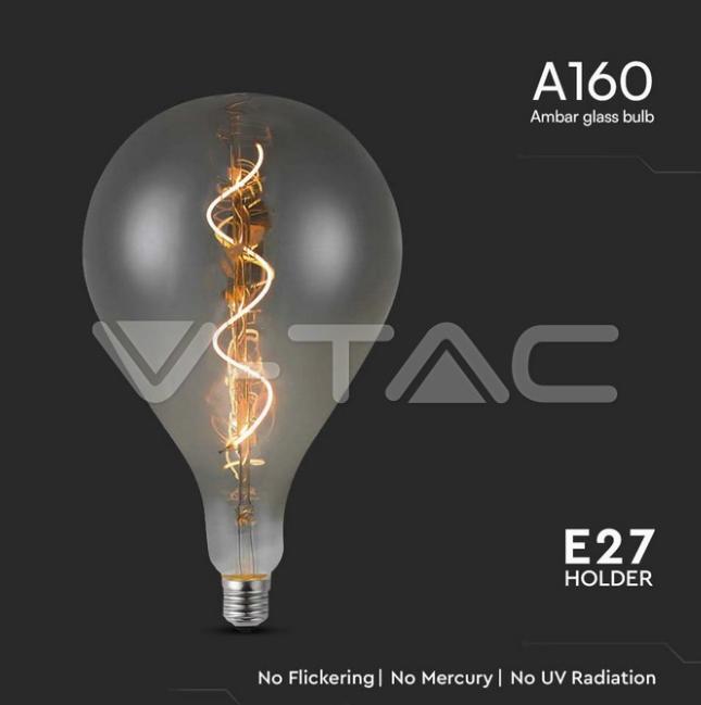 Lampadina led A160S V-tac 4W E27 2700K vetro fumu00e8 VT-2268 -  23167 02