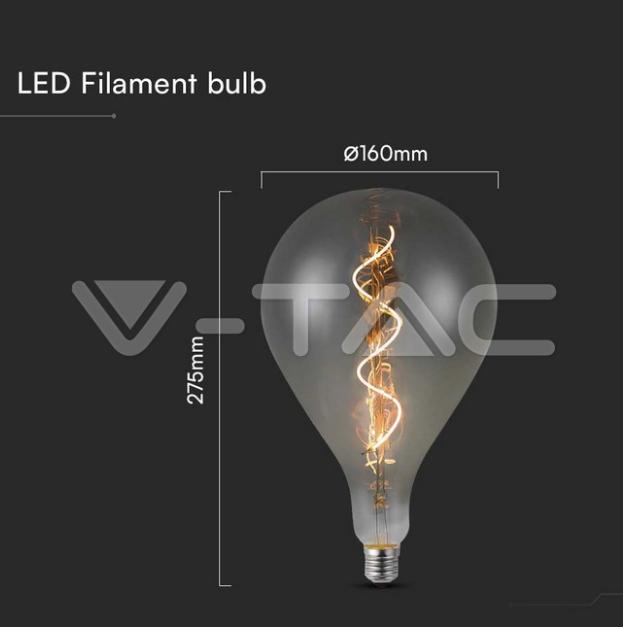 Lampadina led A160S V-tac 4W E27 2700K vetro fumu00e8 VT-2268 -  23167 03