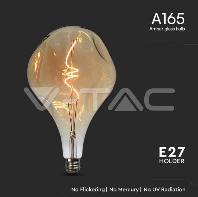 Lampadina led A165S V-tac 4W E27 2700K vetro ambrato VT-2269  - 23168 02