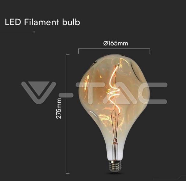 Lampadina led A165S V-tac 4W E27 2700K vetro ambrato VT-2269  - 23168 03