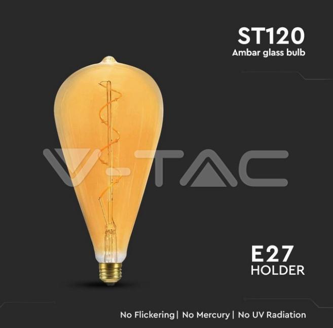 Lampadina led ST120 V-tac 4W E27 2700K vetro ambrato VT-2273  -  23172 02