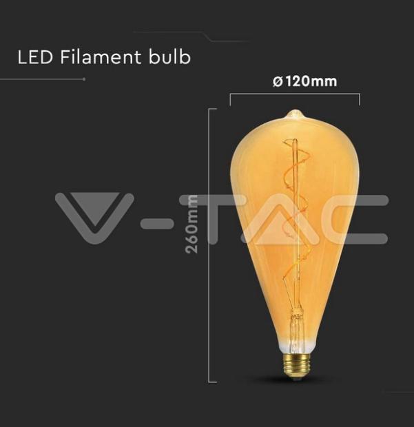 Lampadina led ST120 V-tac 4W E27 2700K vetro ambrato VT-2273  -  23172 03