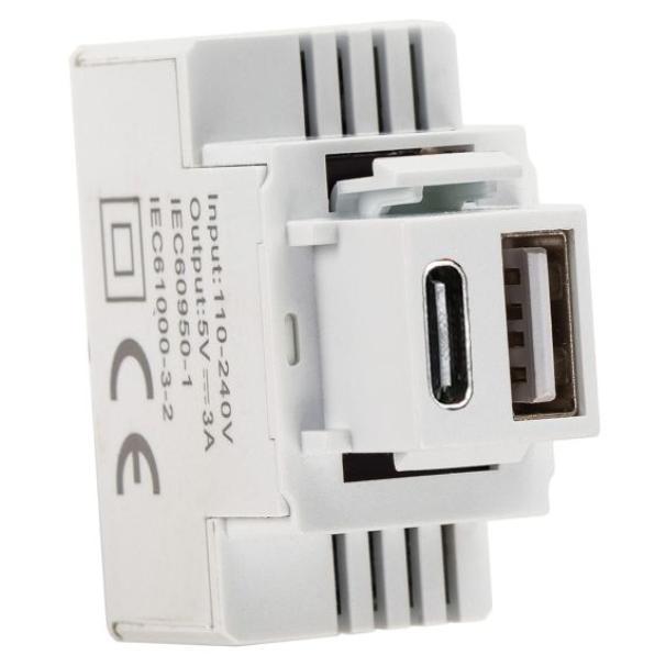 Alimentatore da incasso Fanton USB A+C bianco - 82903 01