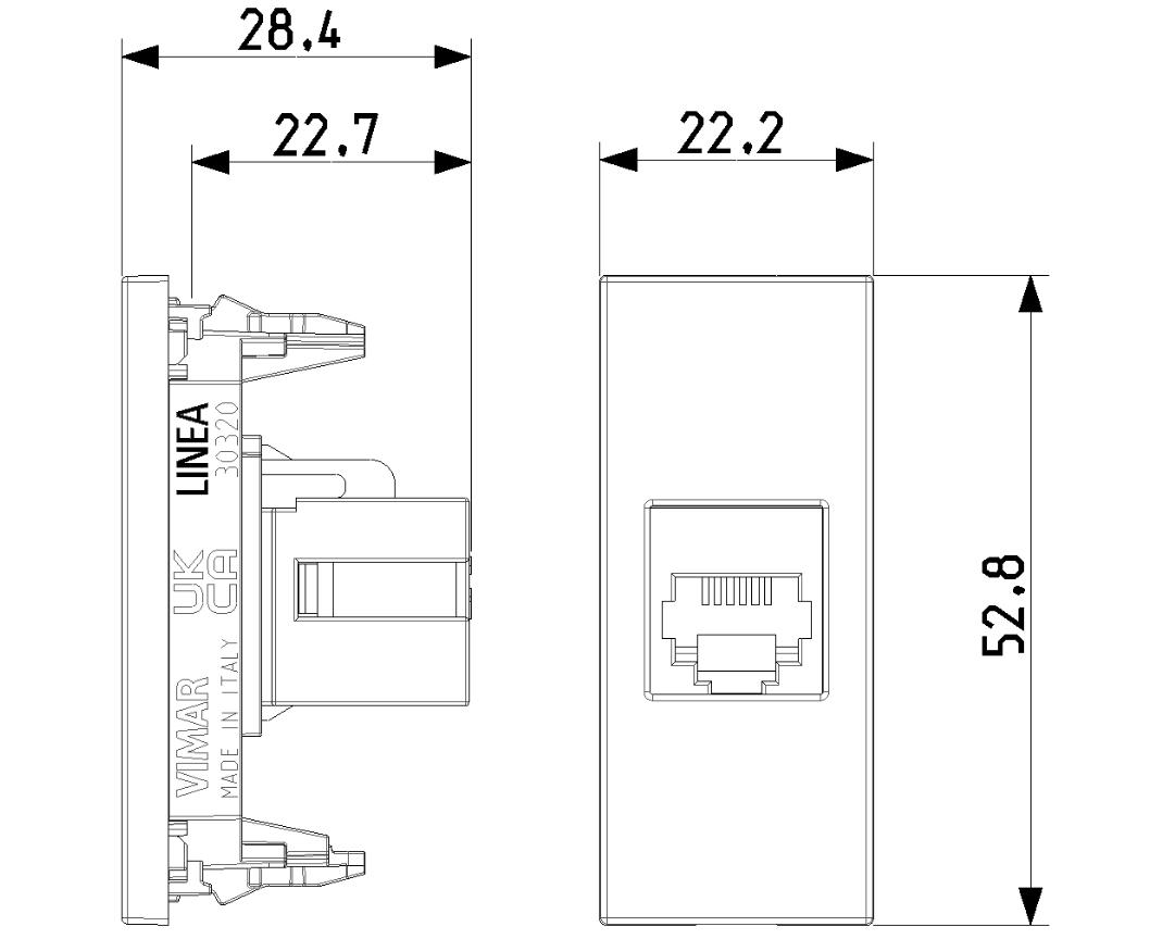 Presa RJ11 Vimar 6 posizioni 4 contatti bianco - 30320.B 02