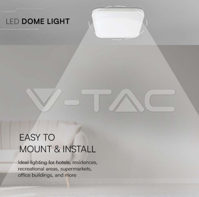 Plafoniera led V-tac quadrata 18W 4000K IP44 bianco VT-8618  - 76251 05