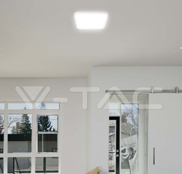 Plafoniera led V-tac quadrata 18W 4000K IP44 bianco VT-8618  - 76251 06