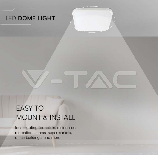 Plafoniera led V-tac quadrata 18W 3000K IP44 bianco VT-8618  -  76241 05