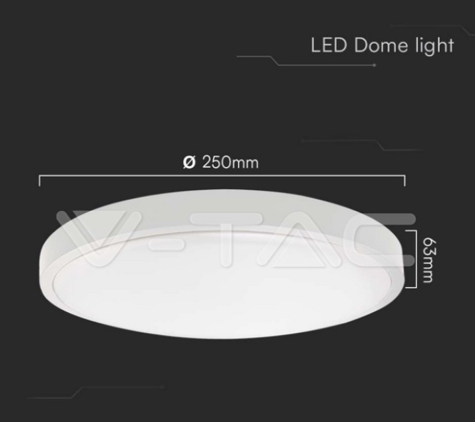 Plafoniera led V-tac rotonda 18W 3000K IP44 bianco VT-8618  - 76151 05