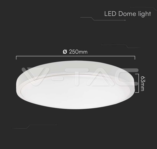 Plafoniera led V-tac rotonda 18W 3000K IP44  bianco VT-8618  - 76161 05