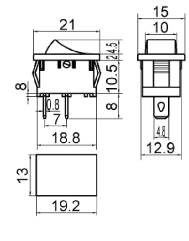 Interruttore a bilanciere Alpha Elettronica 13x19.2mm nero - 320-040 02