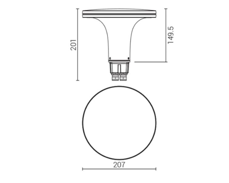 Lampada led Goccia Cantharellus diametro 20cm 4000K 20W antracite - 5522AN4K 02