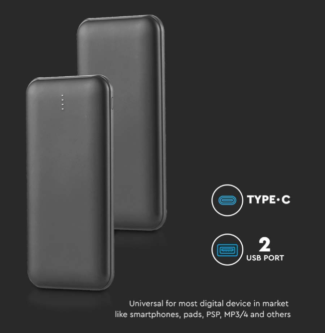 Power bank V-Tac 10W 10000mAh nero - 23036 06