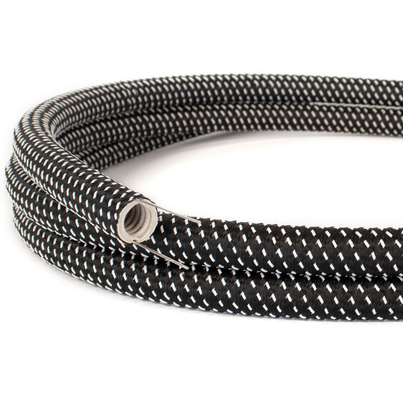 Tubo modellabile Creative-Cables rivestito in tessuto diametro 20mm nero bianco - NG20RT41 01