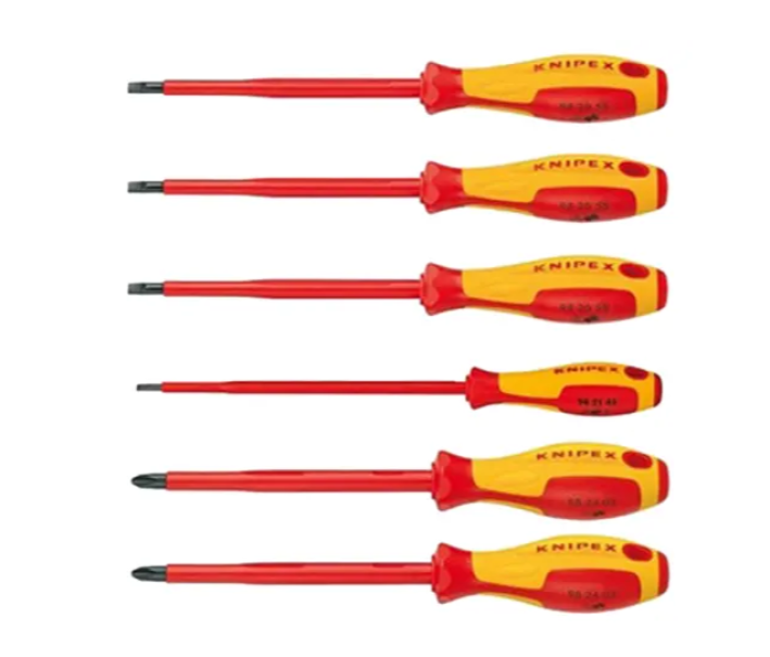 Set cacciaviti isolati Knipex 3mm/4mm/5,5mm/6,5mm/PH1/PH2 6pz - 00 20 12 V01 02