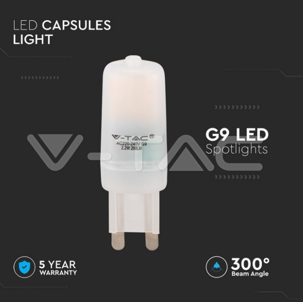 Lampadina led V-tac chip Samsung G9 2,2W 3000K VT-11033 -  20478 02