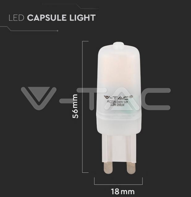 Lampadina led V-tac chip Samsung G9 2,2W 3000K VT-11033 -  20478 03