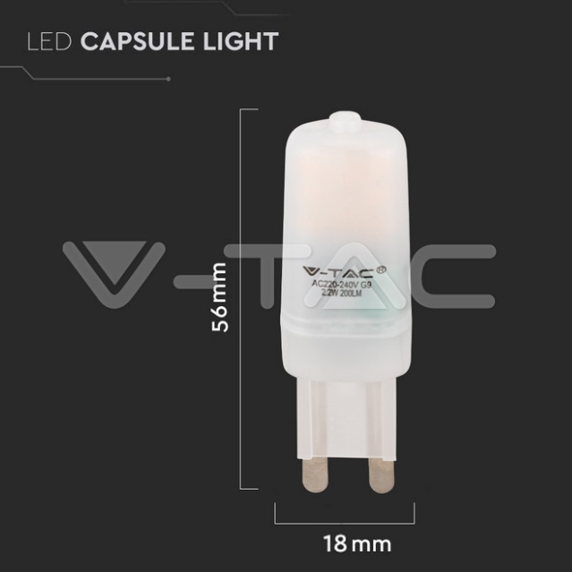 Lampadina led V-tac chip Samsung G9 2,2W 4000K VT-11033 -  20479 03