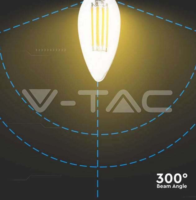 Lampadina led candela V-tac E14 6W 3000K VT-2327  -   212848 03