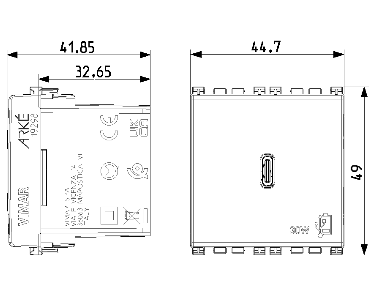 Alimentatore USB Vimar 2M 30W bianco - 19298.B 02