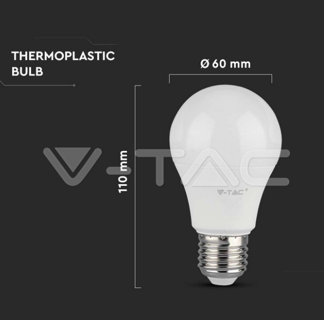 Lampadina led A60 V-tac E27 10,5W 3000K VT-2113-N -  217352 04