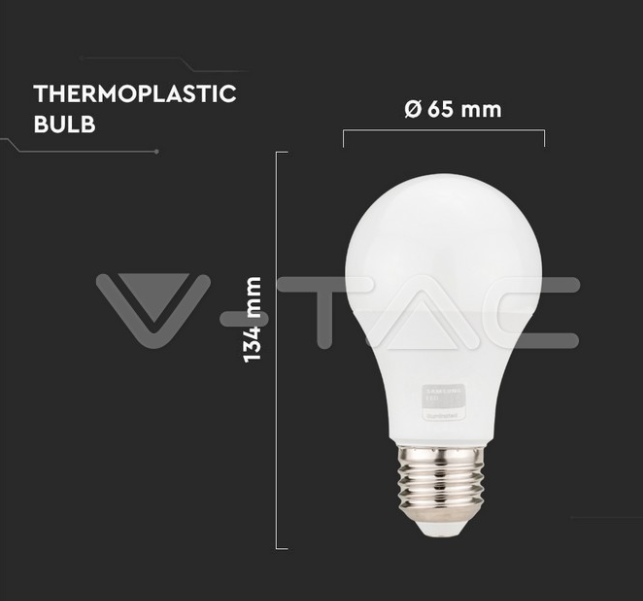 Lampadina led A65 V-tac chip Samsung E27 15W 4000K VT-21015 -  23212 03