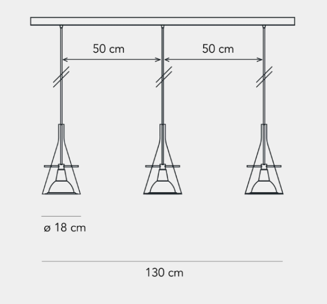 Sospensione tre diffusori in vetro Fontanaarte Flute Grande cromo e trasparente -  F333790150TCNE 02