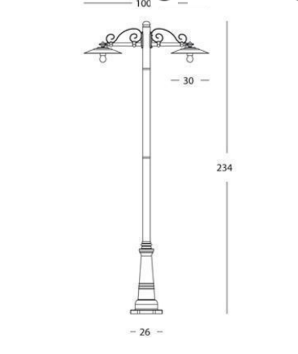 Palo a 2 luci Sovil Antique 2xE27 max 25W grafite - 886/16 02