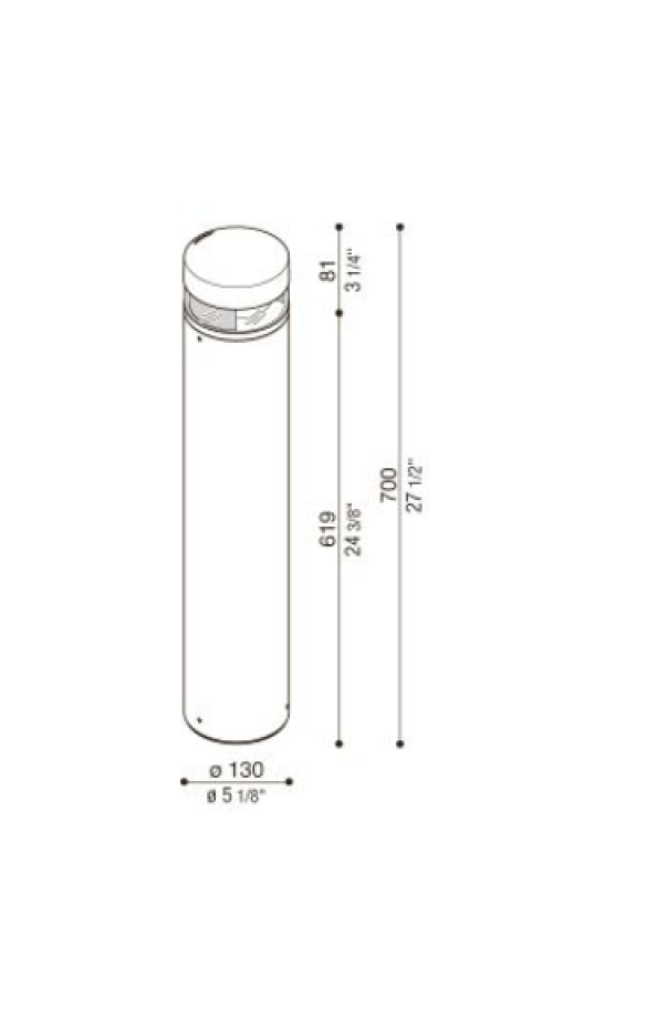 Paletto led Lombardo Tok C H700 3W 3000K corten - LL1280143 02