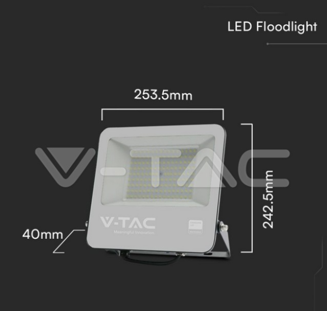 Proiettore led V-tac Chip Samsung 100W 6400K IP65 nero VT- 44104-B  -  23441 05