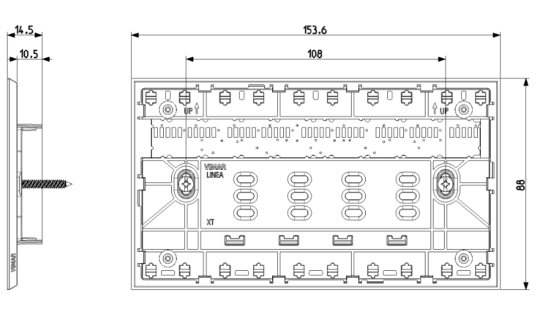 Supporto elettrificato Vimar Linea XT 4 moduli bianco - 32604.B 01