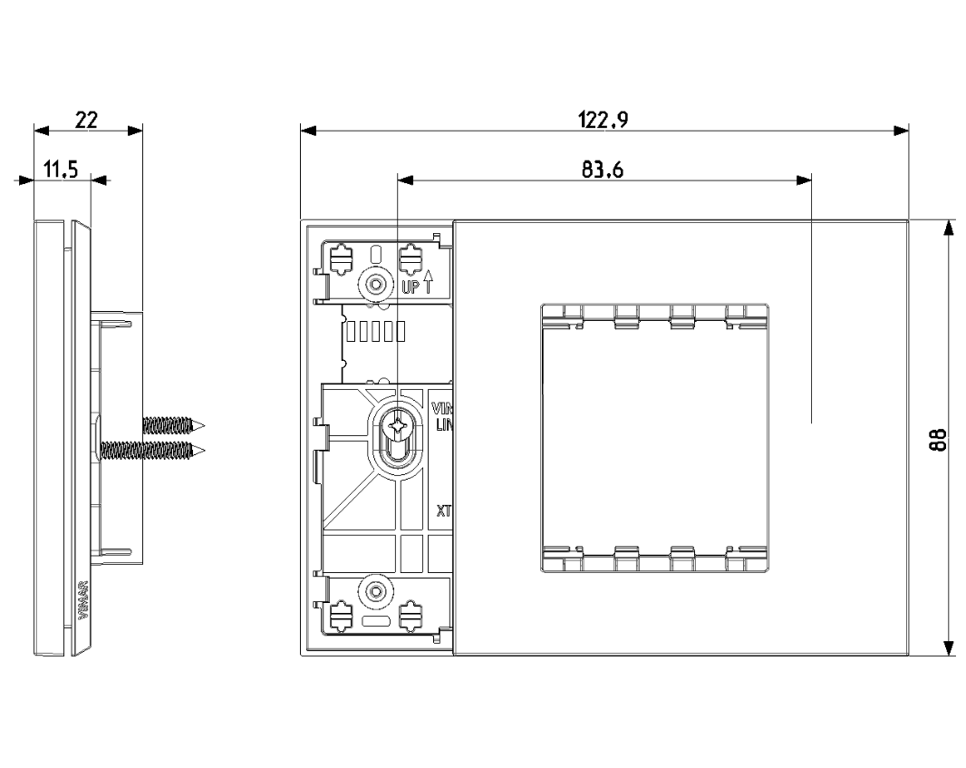 Supporto misto elettrificato Vimar Linea XT 3 moduli nero - 32613.G 02