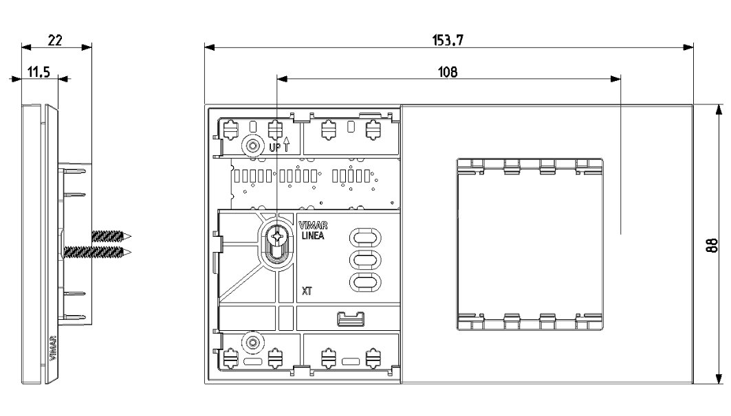 Supporto misto elettrificato Vimar Linea XT 4 moduli bianco - 32614.B 02