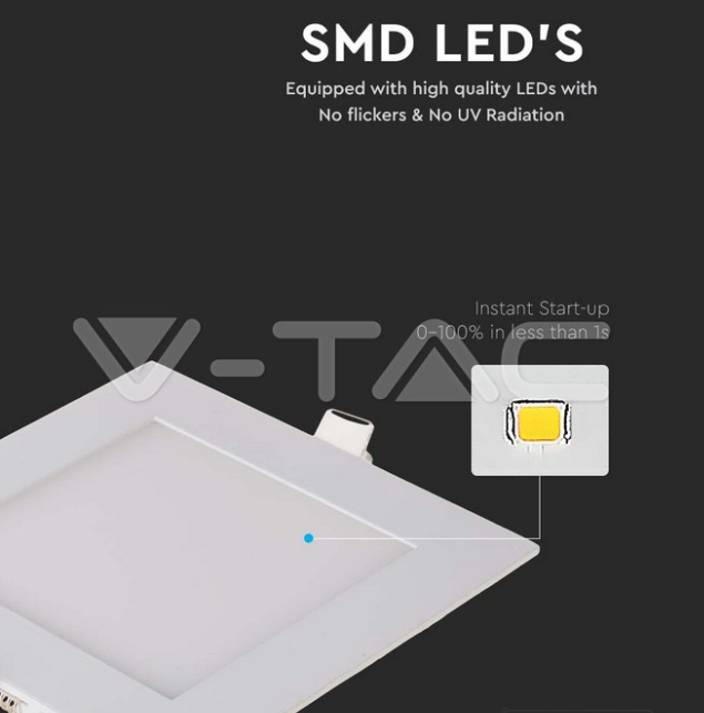 Mini pannello led V-tac quadrato da incasso 18W 6400K IP20 VT-1807 -  214871 02