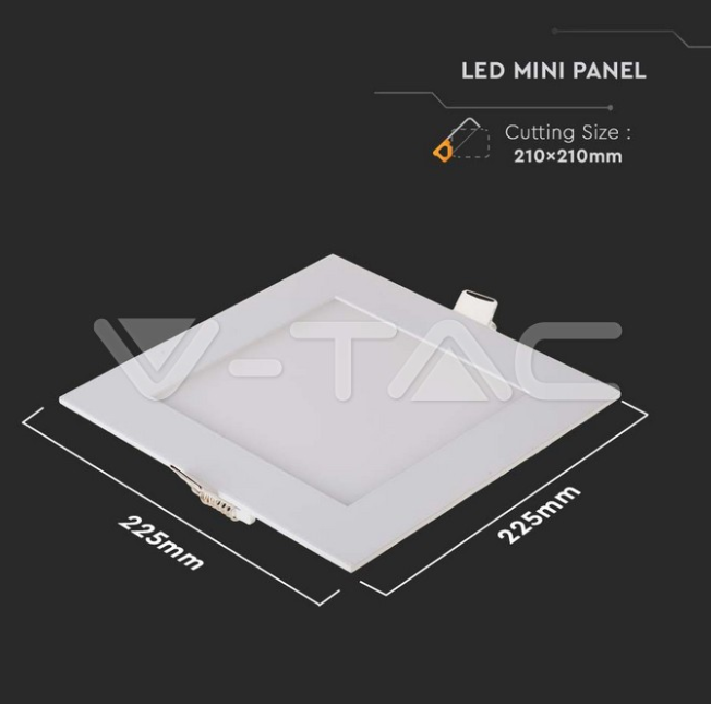 Mini pannello led V-tac quadrato da incasso 18W 6400K IP20 VT-1807 -  214871 03