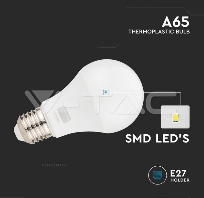 Lampadina led A65 V-tac Chip Samsung 15W E27 6500K VT-21015 -  23213 02