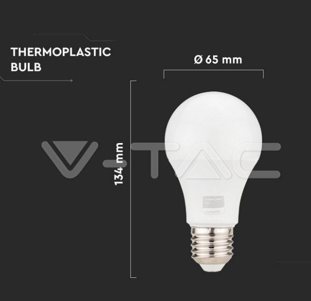 Lampadina led A65 V-tac Chip Samsung 15W E27 6500K VT-21015 -  23213 04