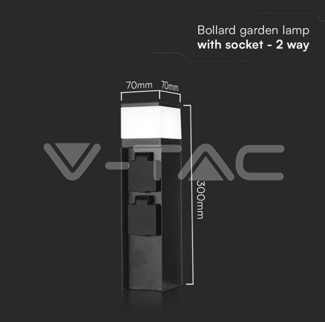 Paletto led con prese V-tac 3600W 16A IP44 nero VT-1197 - 23403 02