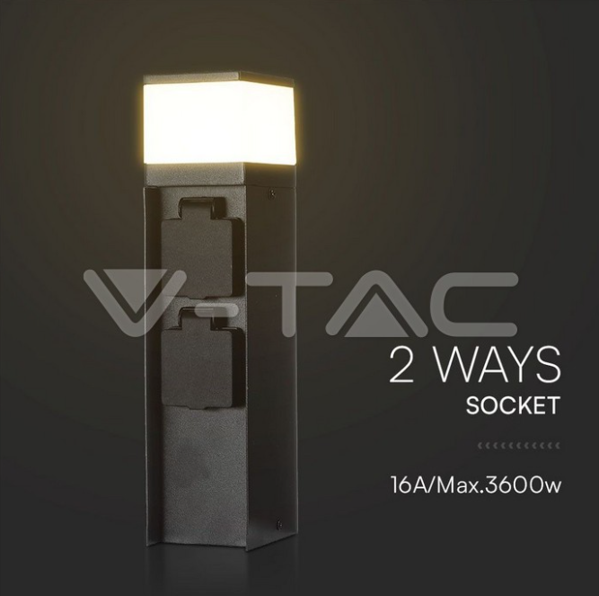 Paletto led con prese V-tac 3600W 16A IP44 nero VT-1197 - 23403 03