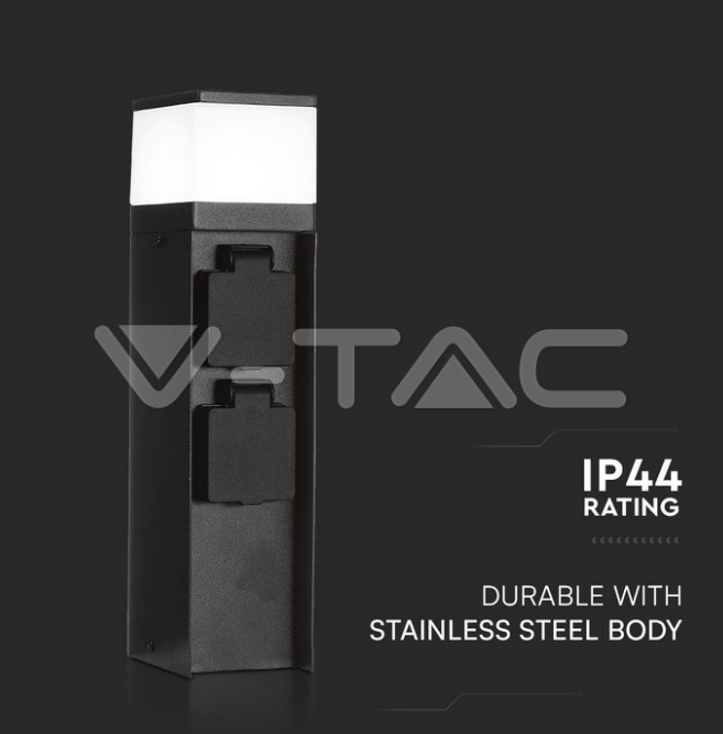 Paletto led con prese V-tac 3600W 16A IP44 nero VT-1197 - 23403 04