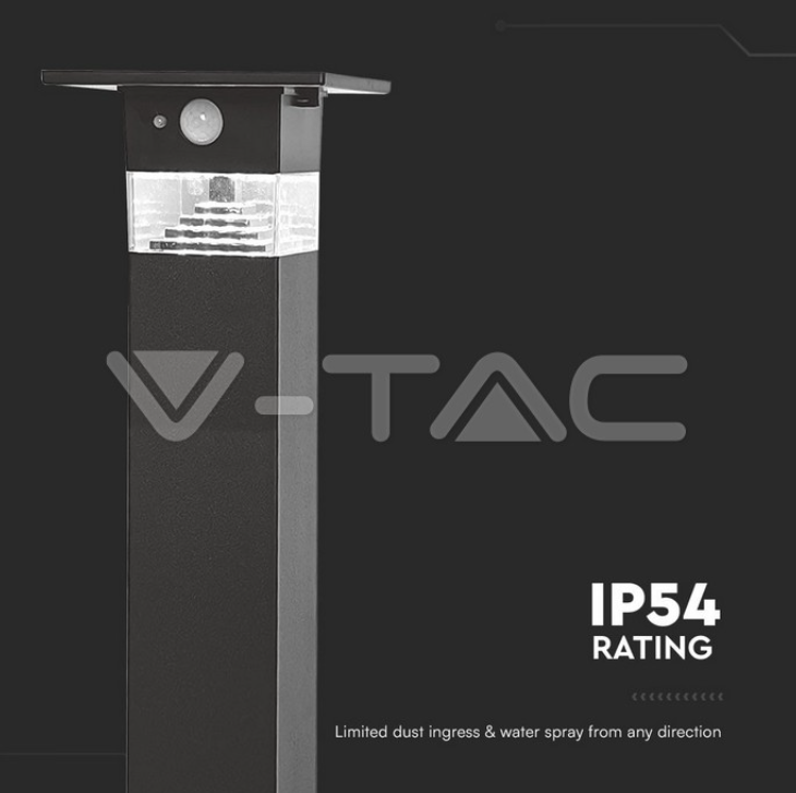 Paletto solare led V-tac 3W 3000K nero VT-1170 - 23401 05