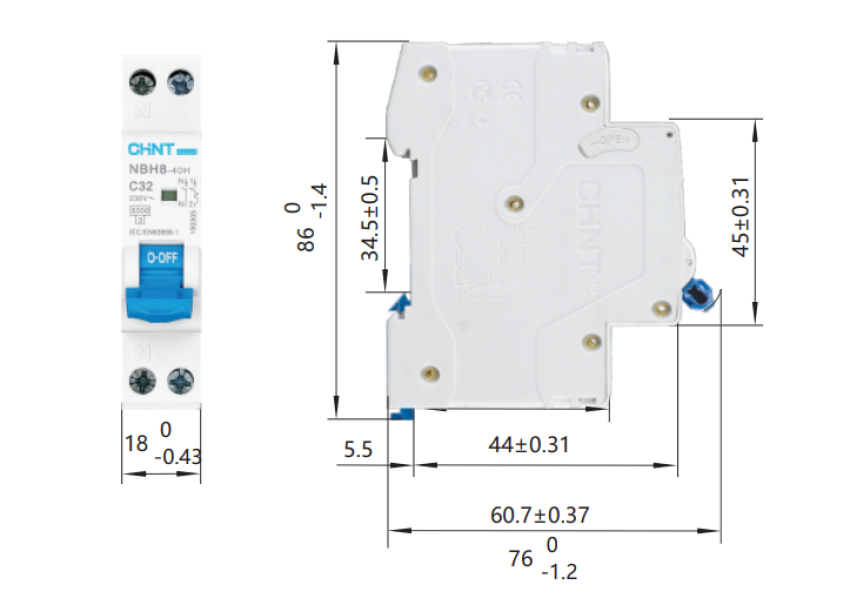 Interruttore magnetotermico compatto Chint 1P+N 1 modulo 40A 4.5kA - 190240 04