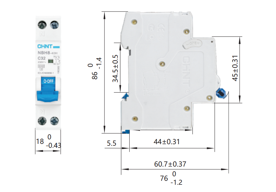 Interruttore magnetotermico compatto Chint 1P+N 1 modulo 20A 6kA - 190259 04