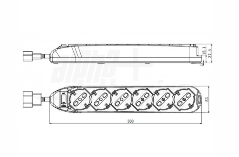 Multipresa Alpha Elettronica 6 prese P40 con interruttore cavo 1,5 m nero -  23-054/06 03