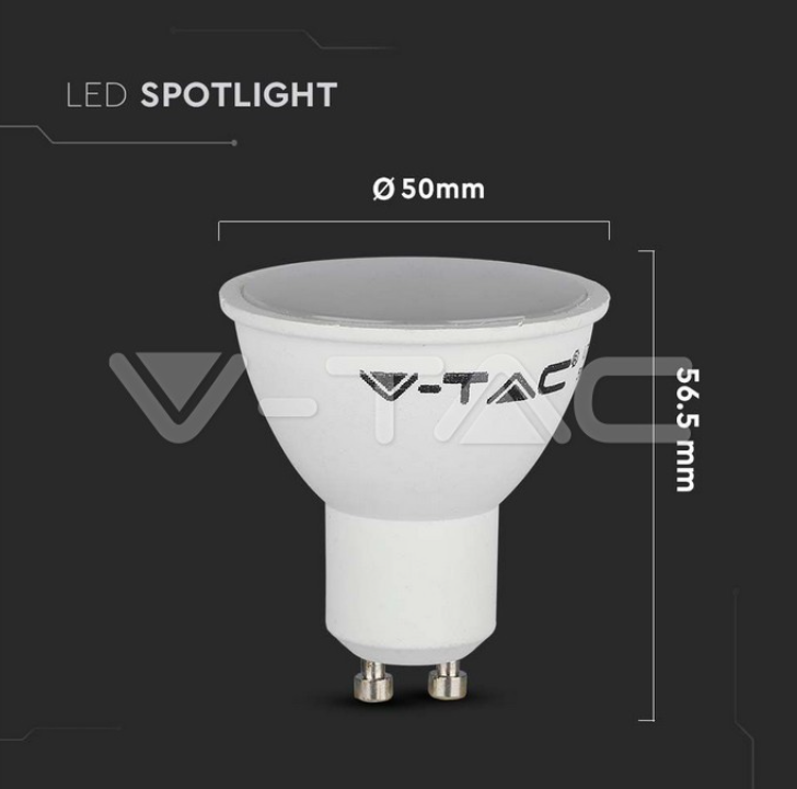 Lampadina led PAR16 V-tac GU10 4.5W 3000K VT-1975 - 211685 05