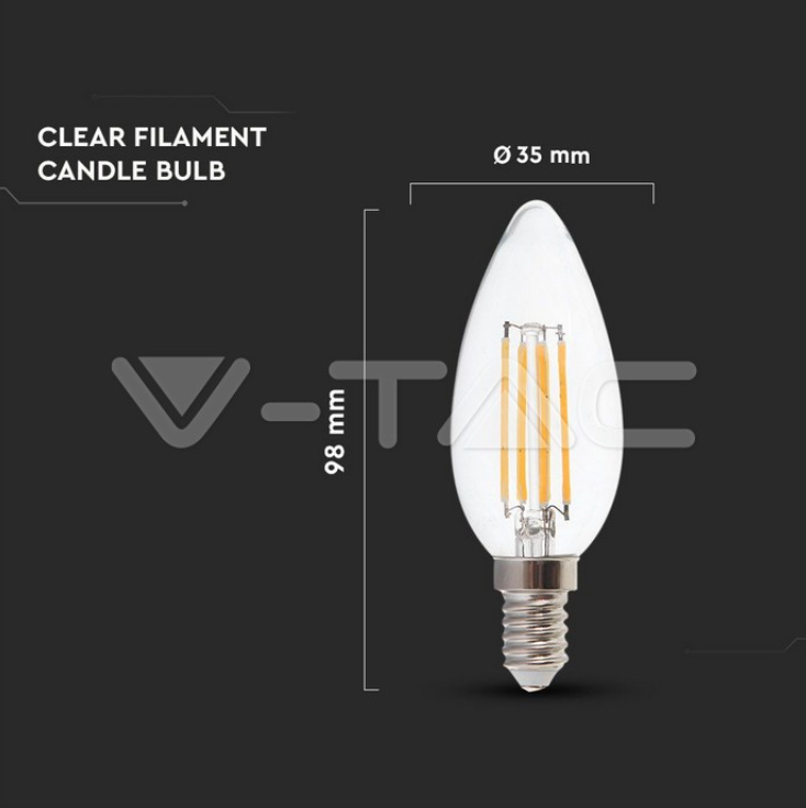 Lampadina led a candela V-tac attacco E14 4W 6500K VT-1986-N - 214414 04