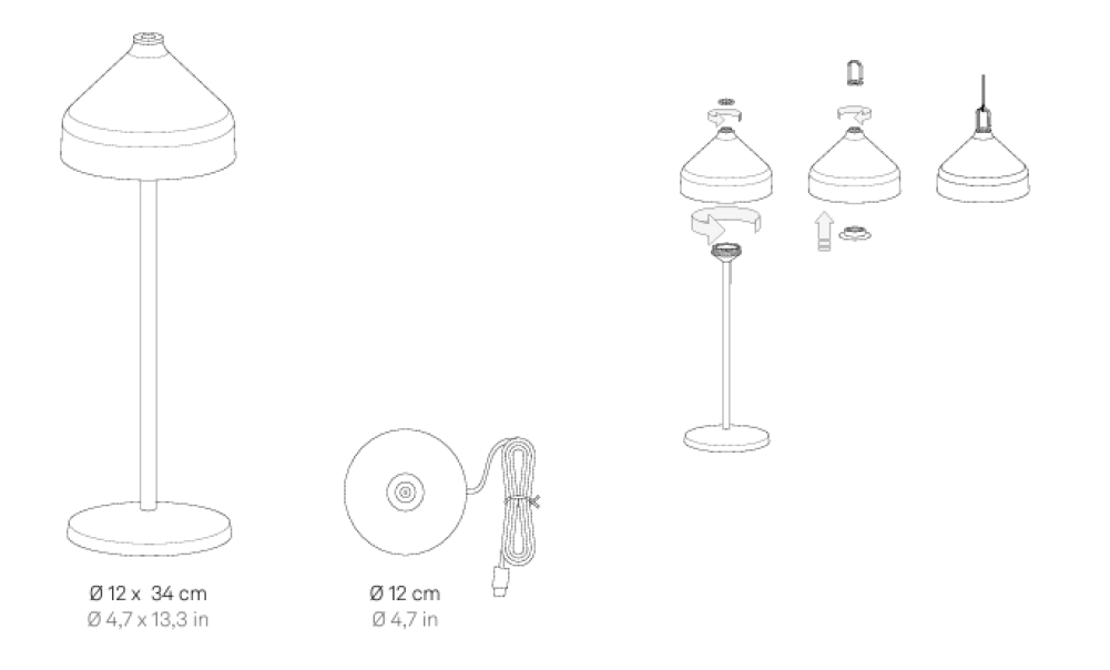 Lampada da tavolo led Zafferano Amelie ricaricabile 3W IP65 bianco - LD1090B3 02