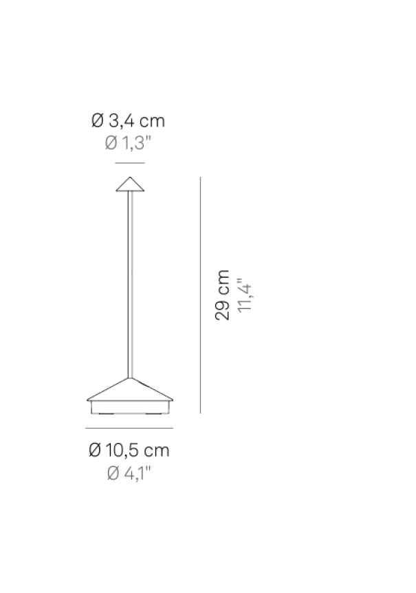 Lampada da tavolo led Zafferano Pina Pro ricaricabile 2200-2700-3000K IP54 2,2W grigio scuro -  LD1650N3 02