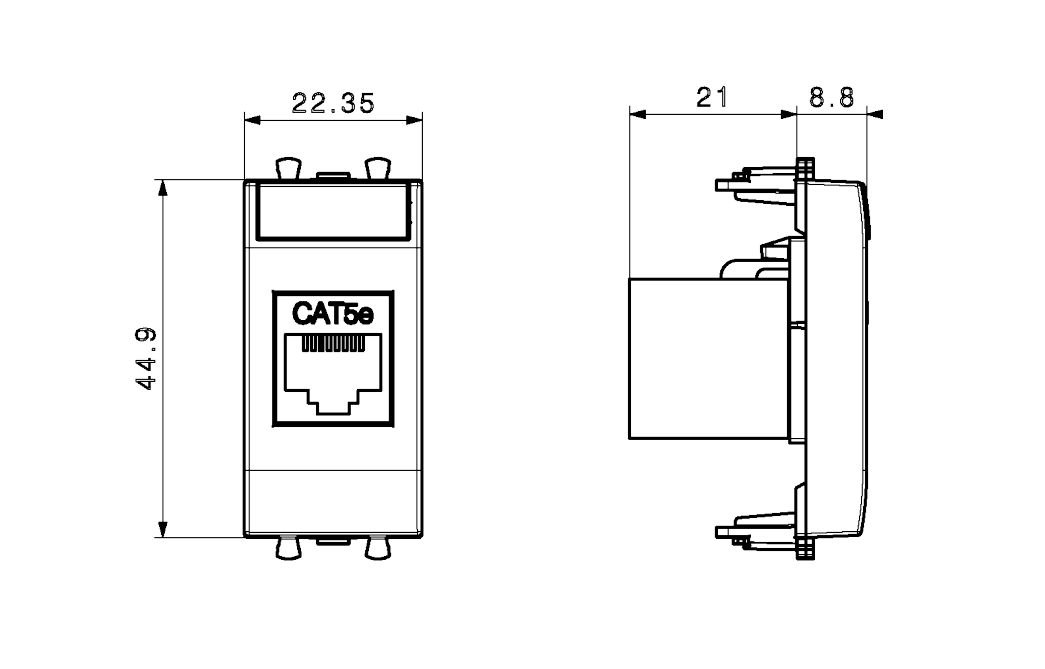 Presa RJ45 AVE Domus S44 cat 5E 1 modulo bianco - 441027C5E 02