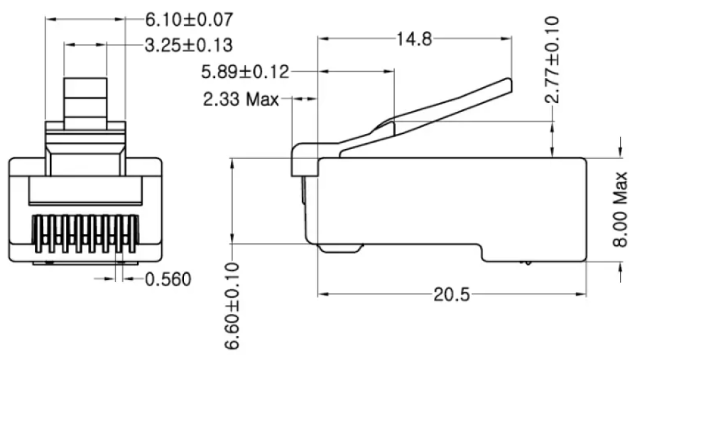 Spine RJ45 Fracarro cat 5E 8 poli trasparente - 287710 02