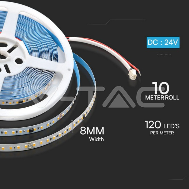 Striscia led V-tac 10W 24V 3000K VT-2835 -  23607 03